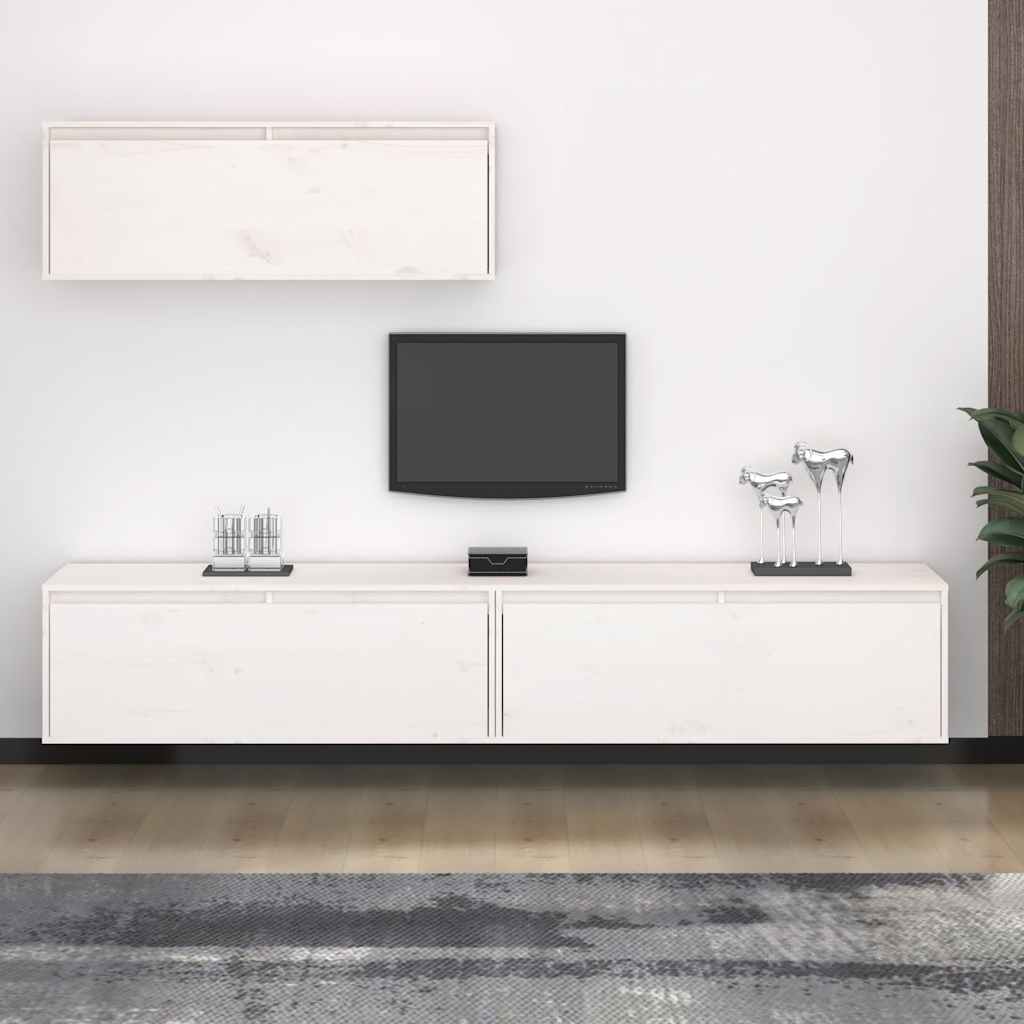 vidaXL Zestaw szafek RTV, 3 szt., biae, lite drewno sosnowe