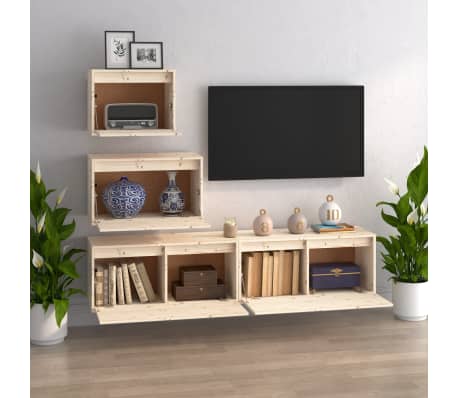 vidaXL TV-benker 4 stk heltre furu