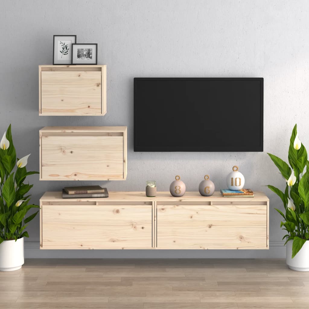 Muebles para TV 4 piezas madera maciza de pino - referencia Mqm-3100279