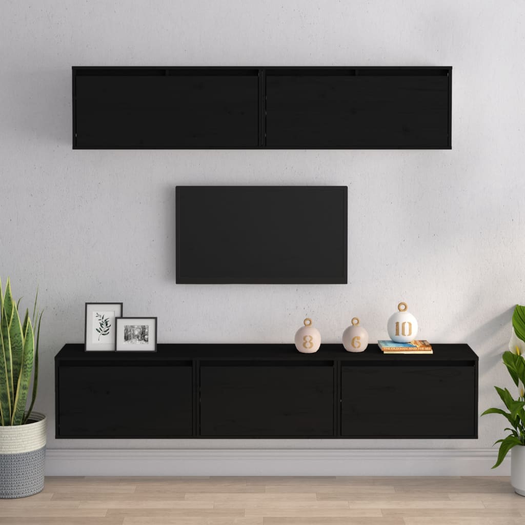 Mueble TV, Televisión, 200x45x35cm, Para TV hasta 80, Colgado, Suspendido,  Roble y negro