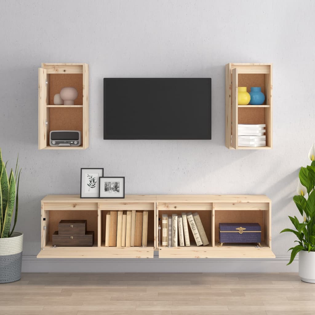 vidaXL Comode TV, 4 buc., lemn masiv de pin