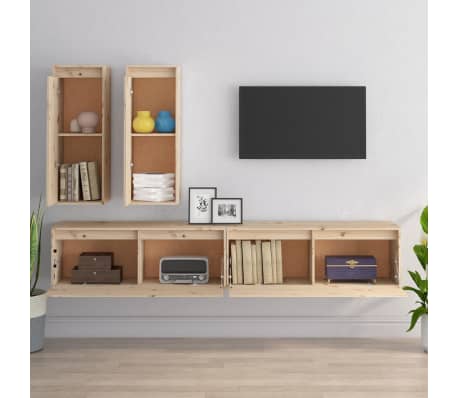 vidaXL Comode TV, 4 buc., lemn masiv de pin