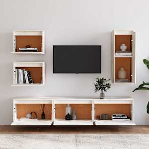 vidaXL TV-benker 6 stk hvit heltre furu
