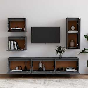 vidaXL TV Cabinets 6 pcs Grey Solid Wood Pine