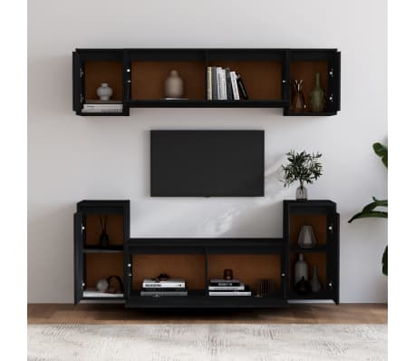 vidaXL Sj&oacute;nvarpssk&aacute;par 6 stk. Svartur Gegnheil Fura