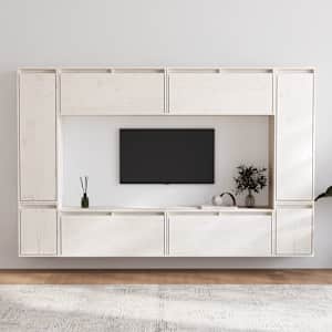 TV skříňky 8 ks bílé masivní borové dřevo