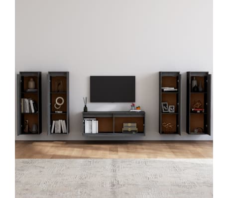 vidaXL telerikapid 5 tk, hall, männipuit