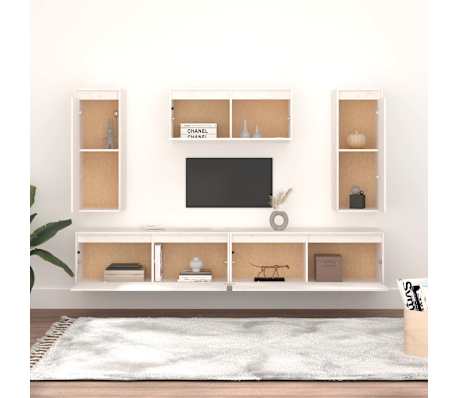vidaXL TV-benker 5 stk hvit heltre furu
