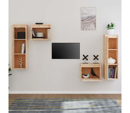 vidaXL Comode TV, 4 buc., lemn masiv de pin
