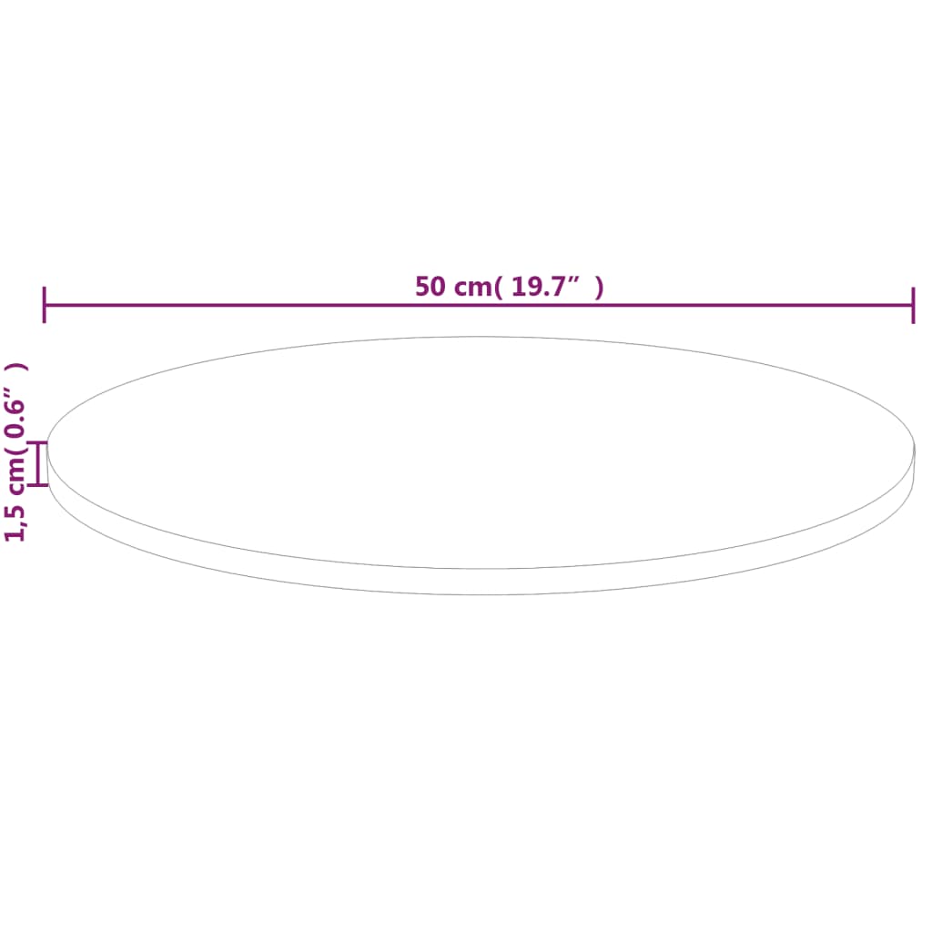 Kulatá stolní deska Ø50x1,5 cm masivní dub bez povrchové úpravy