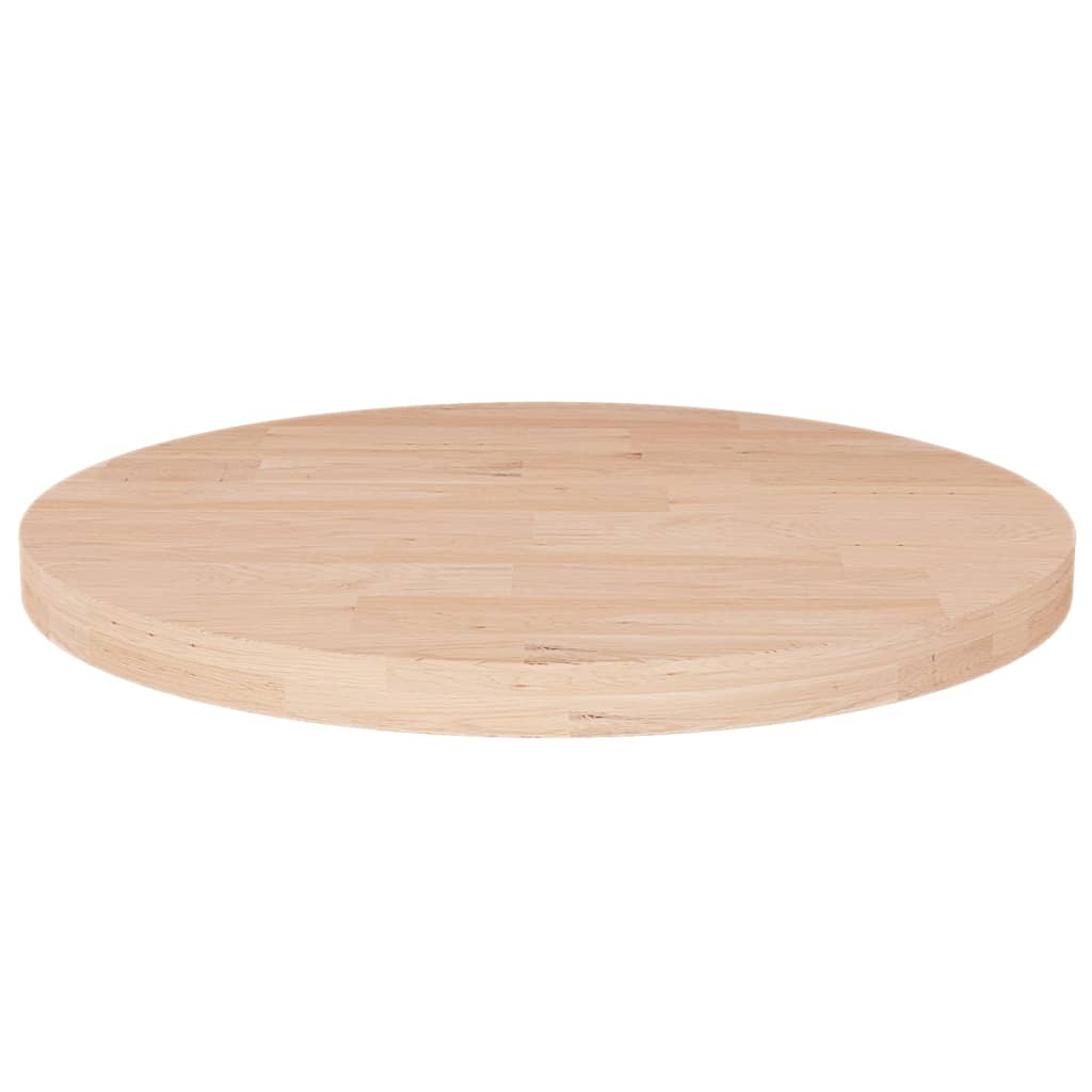 vidaXL rund bordplade Ø50x2,5 cm ubehandlet massivt egetræ