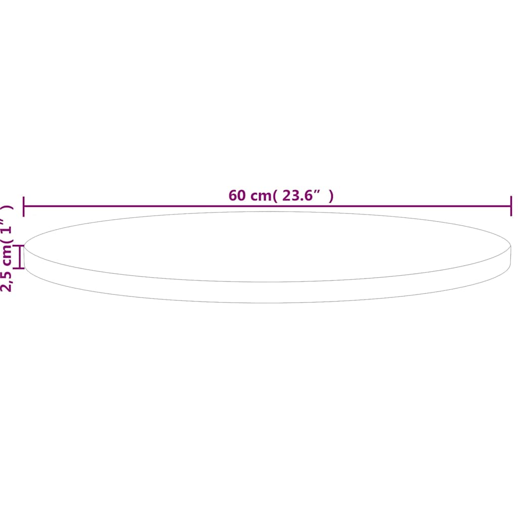 vidaXL Tafelblad rond Ø60x2,5 cm onbehandeld massief eikenhout, foto 4