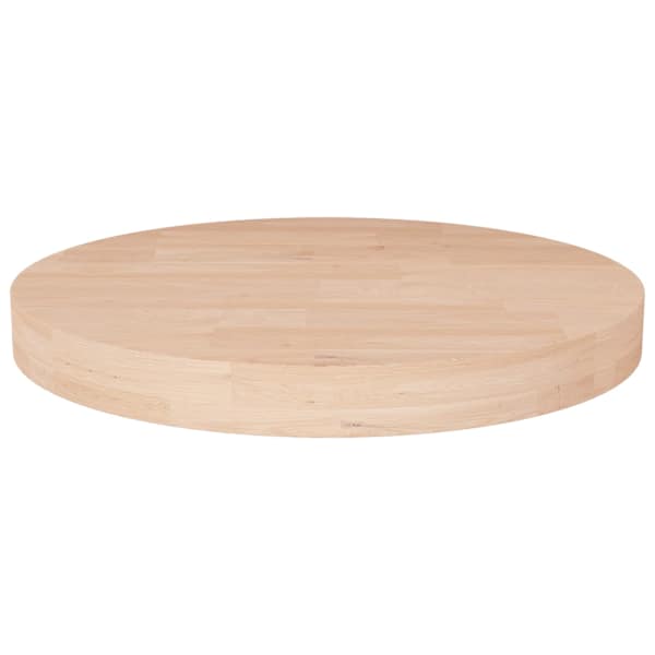 vidaXL &uuml;mmargune lauaplaat, &Oslash;50 x 4 cm, t&ouml;&ouml;tlemata tammepuit