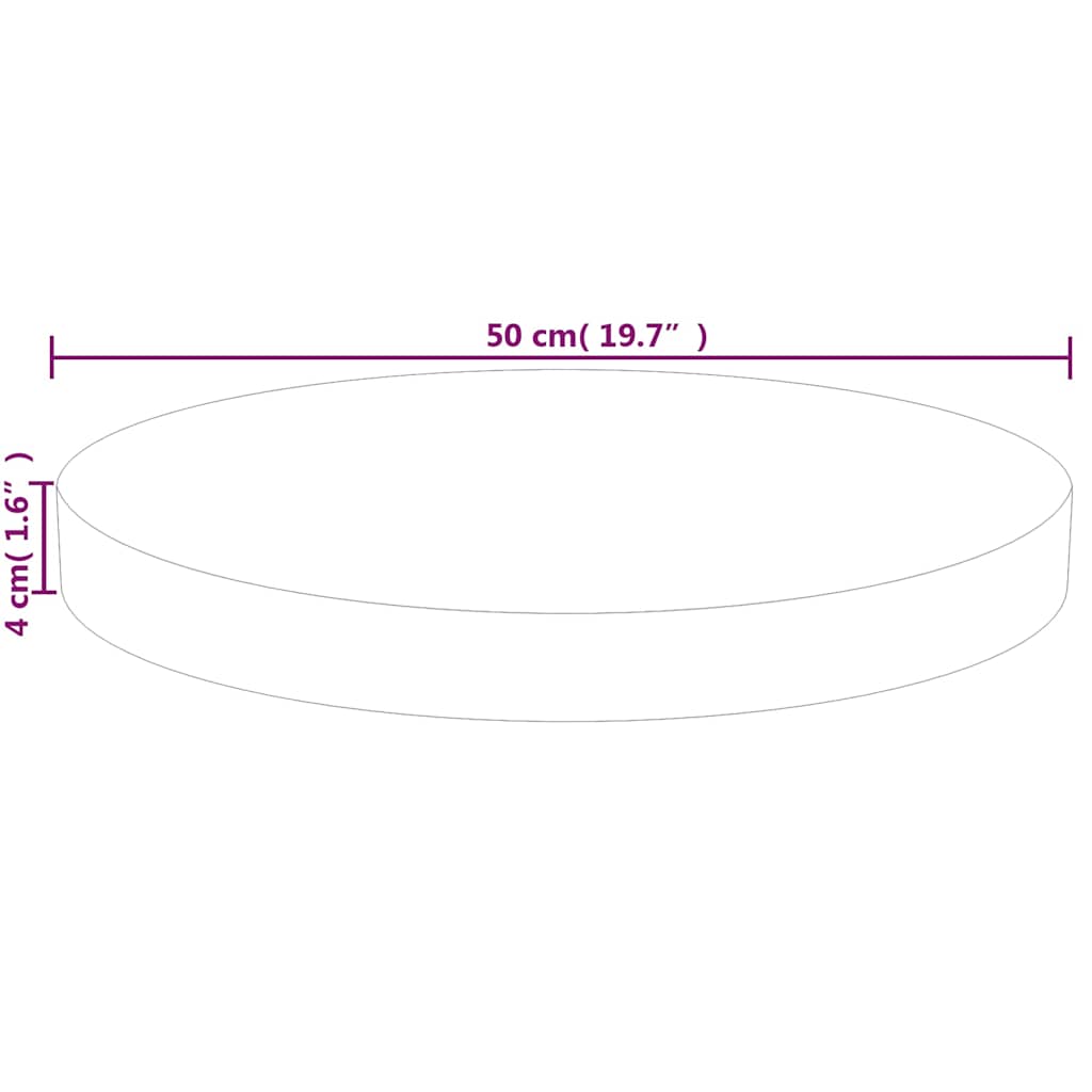 vidaXL Tafelblad rond Ø50x4 cm onbehandeld massief eikenhout, foto 4