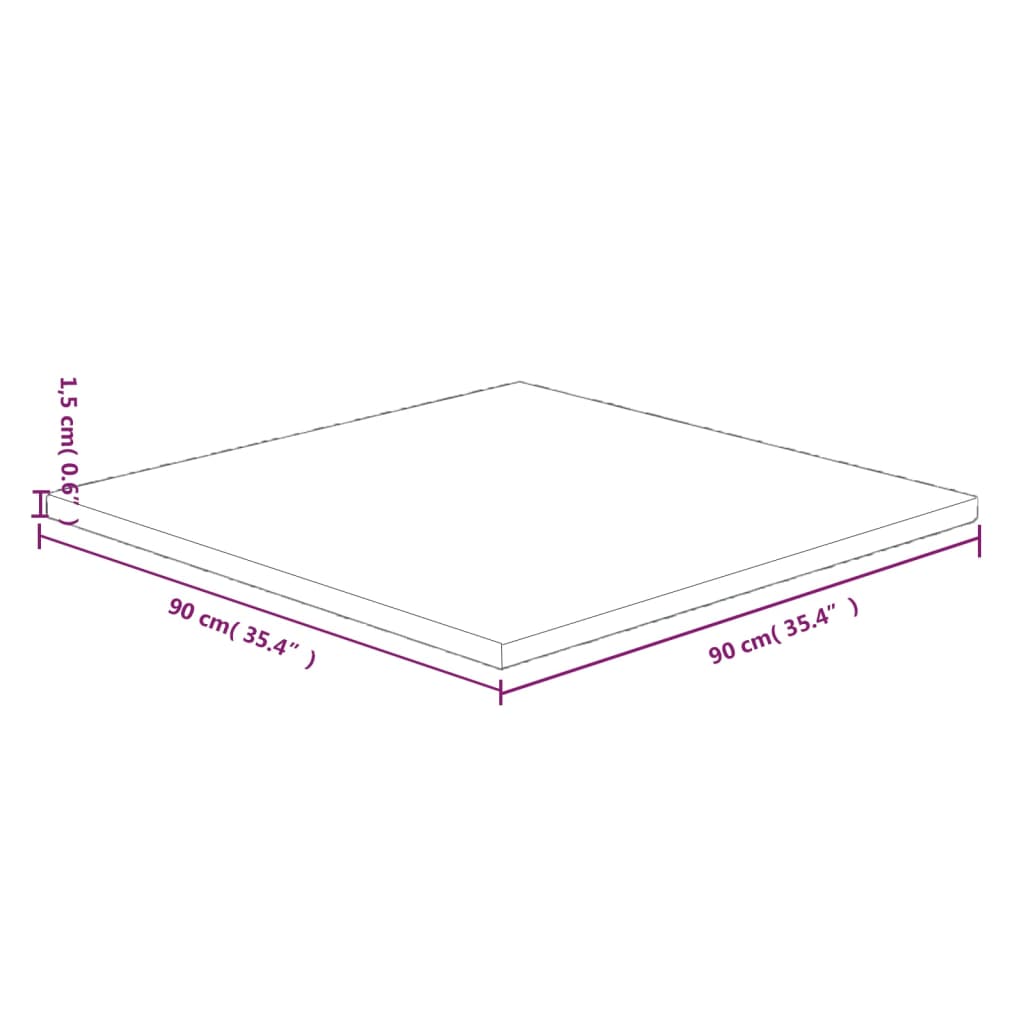 kvadrātveida galda virsma, 90x90x1,5 cm, ozola masīvkoks | Stepinfit.lv