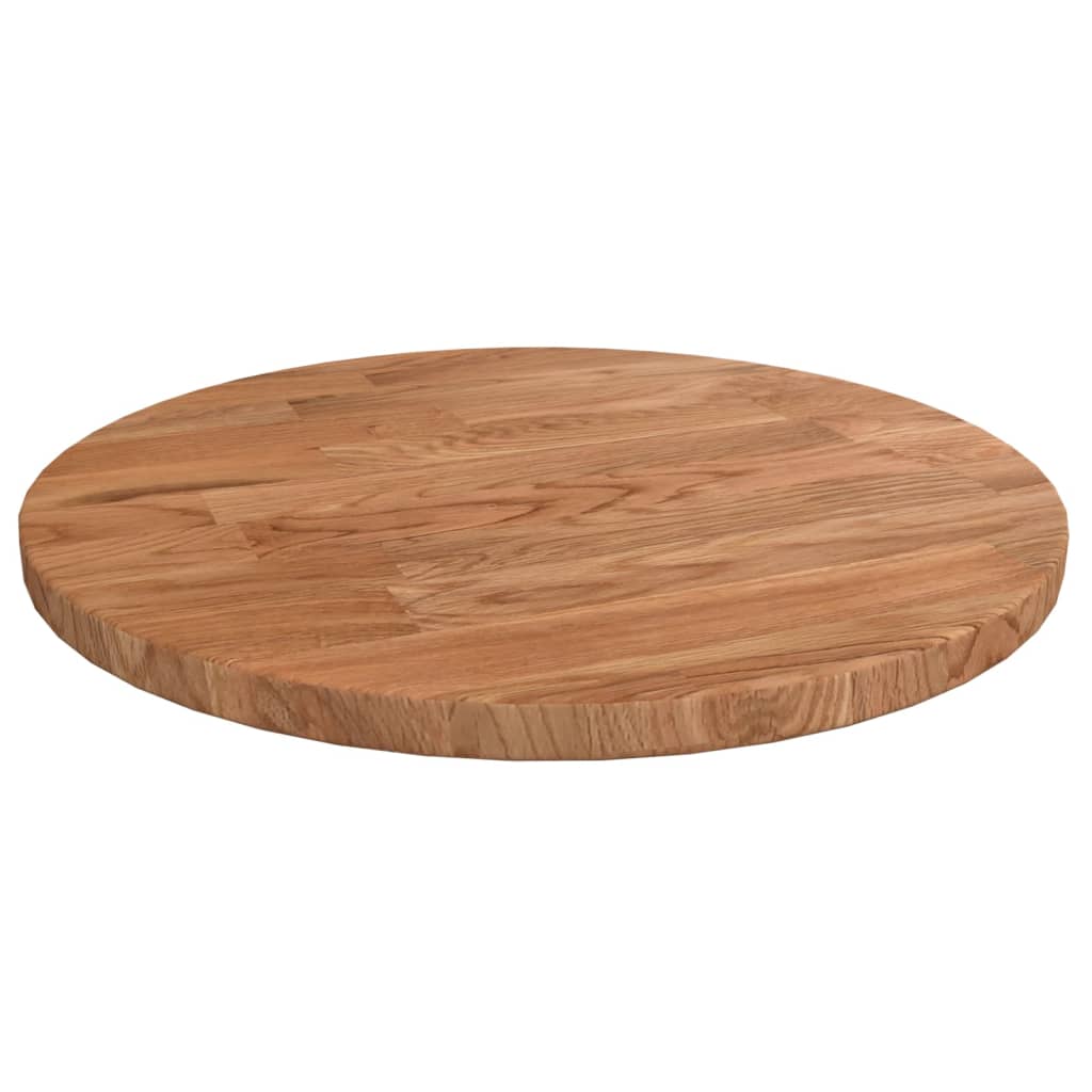 vidaXL rund bordplade Ø30x1,5 cm behandlet massivt egetræ lysebrun
