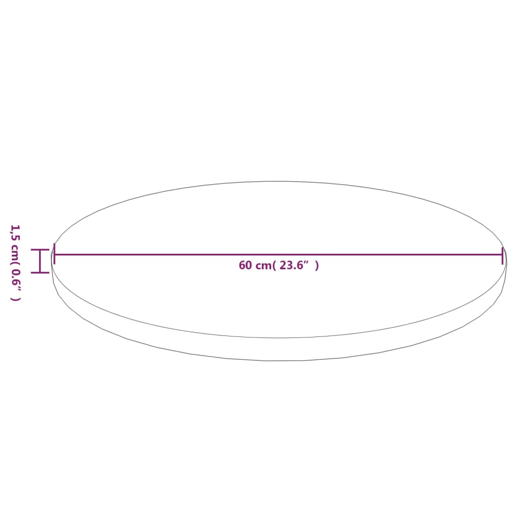 Blat de masa rotund, vidaXL, maro deschis, 60x1,5 cm, lemn stejar tratat 1 8720286929544 g en hd 3