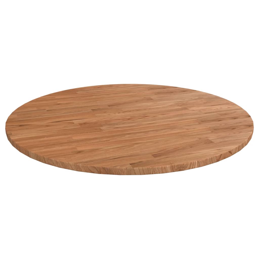 vidaXL rund bordplade Ø70x1,5 cm behandlet massivt egetræ lysebrun