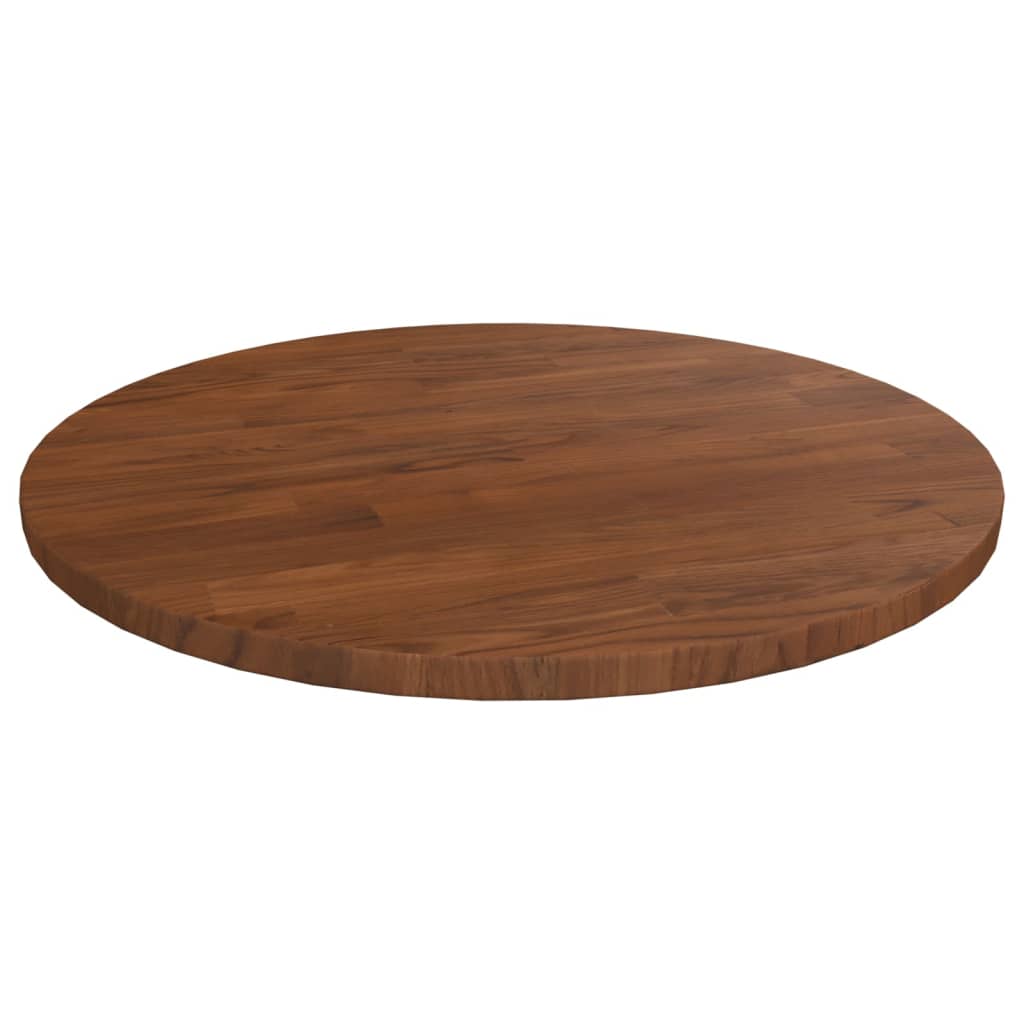 Kulatá stolní deska tmavě hnědá Ø40x1,5 cm ošetřený masivní dub