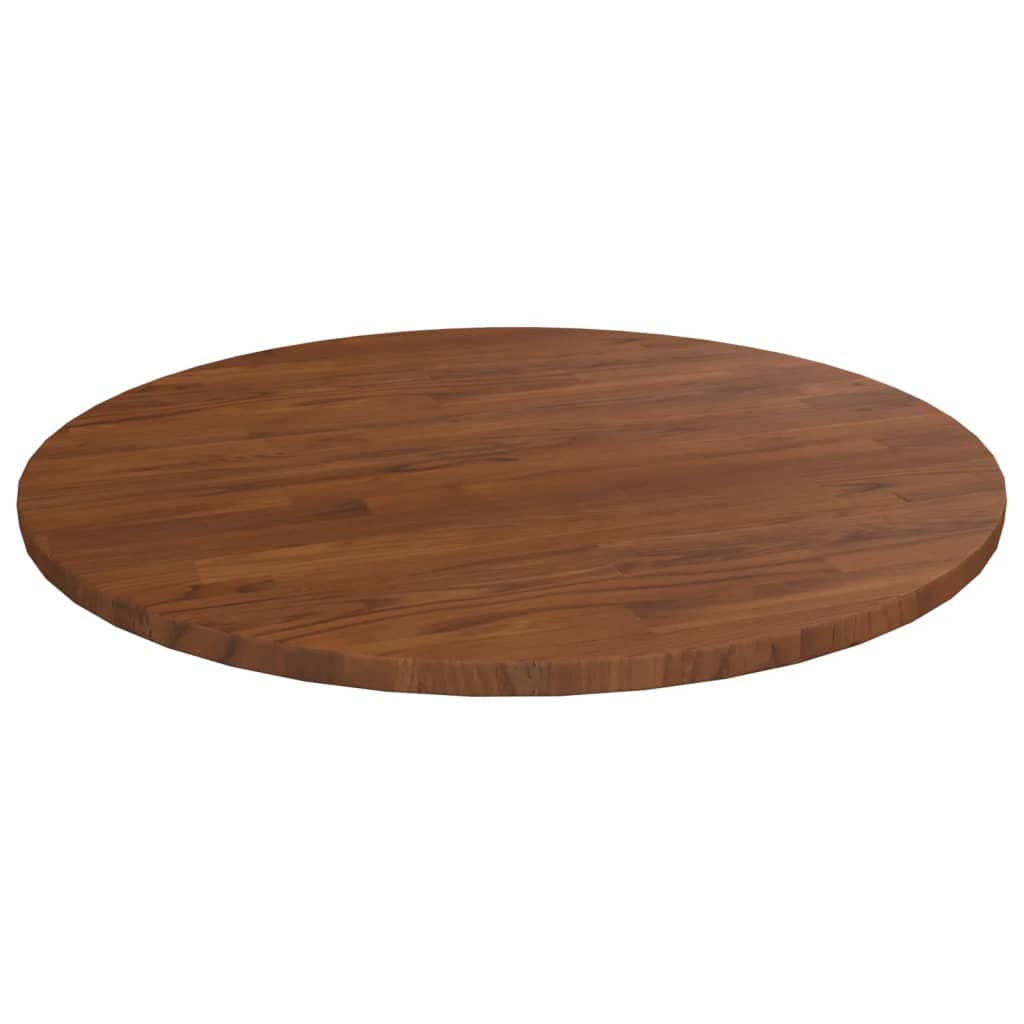 vidaXL rund bordplade Ø50x1,5 cm behandlet massivt egetræ mørkebrun