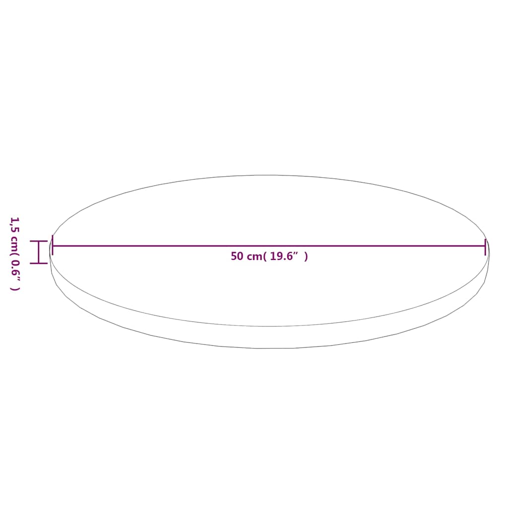 vidaXL Tafelblad rond Ø50x1,5 cm bewerkt massief eikenhout donkerbruin, foto 4