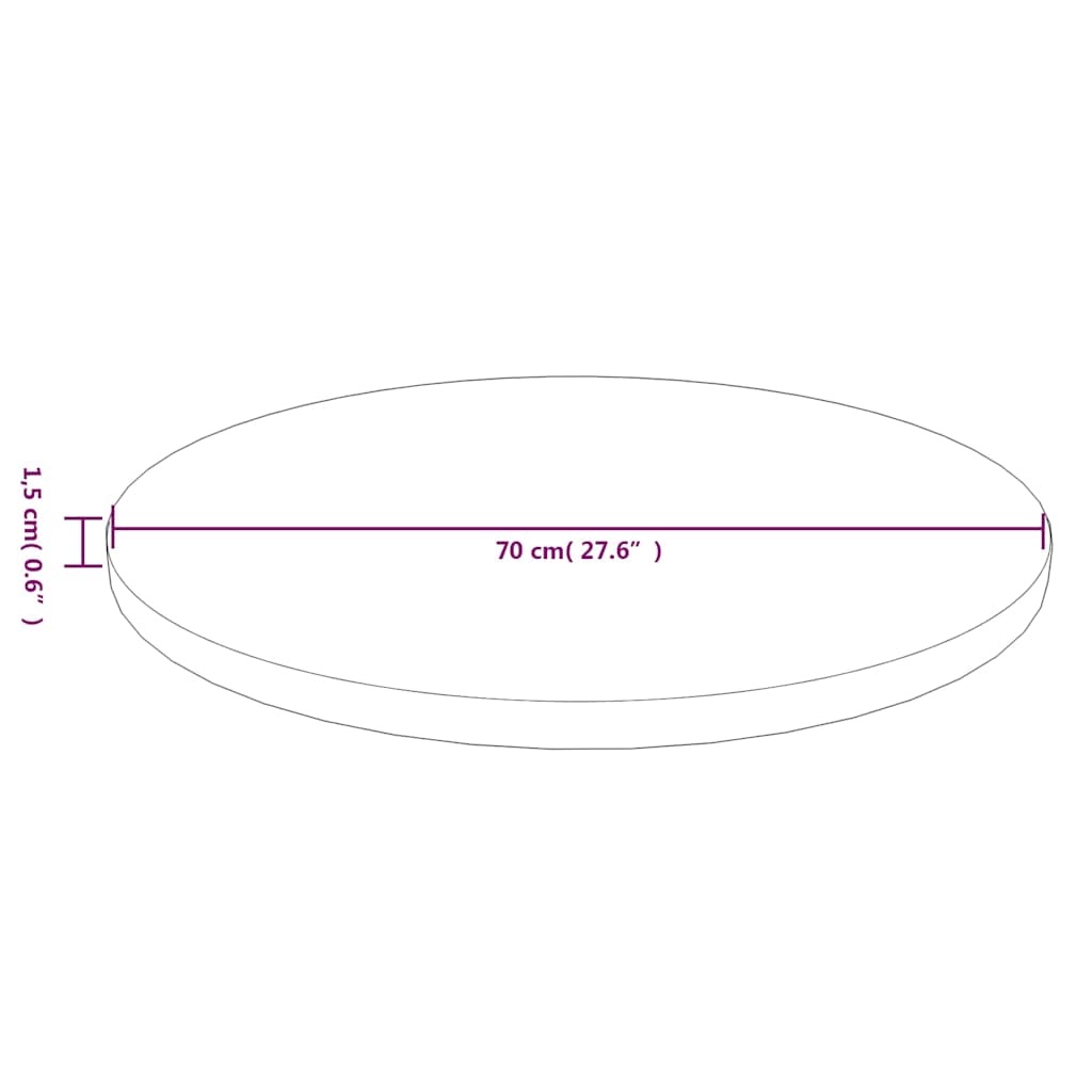vidaXL Tafelblad rond Ø70x1,5 cm bewerkt massief eikenhout donkerbruin, foto 4