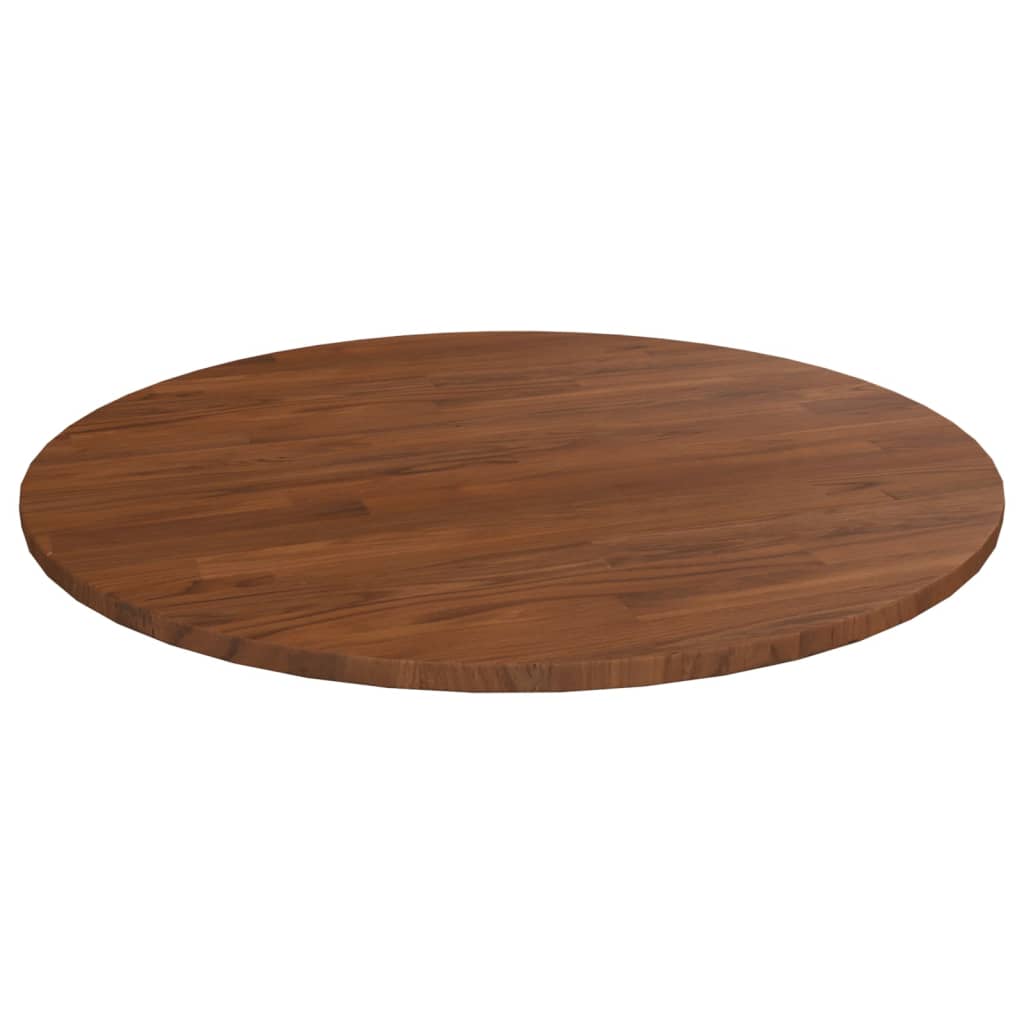Kulatá stolní deska tmavě hnědá Ø80x1,5 cm ošetřený masivní dub