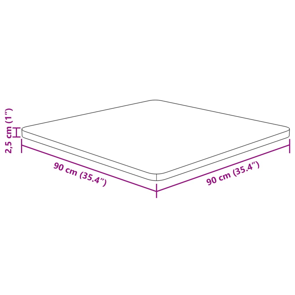 Četvrtasta stolna ploča smeđa 90x90x2,5 cm tretirana hrastovina