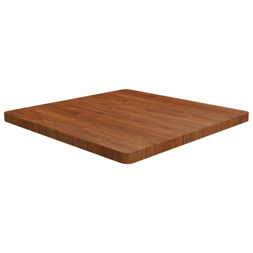 Čtvercová stolní deska tmavě hnědá 80x80x4 cm ošetřený dub
