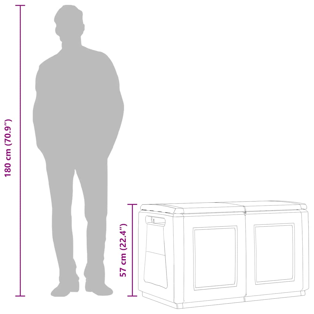 Garden box, 96X53X57 cm, 230 L, dark grey, black