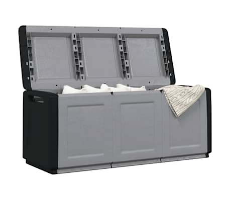 vidaXL Vrtna kutija za pohranu 138 x 53 x 57 cm 330 L tamnosiva i crna
