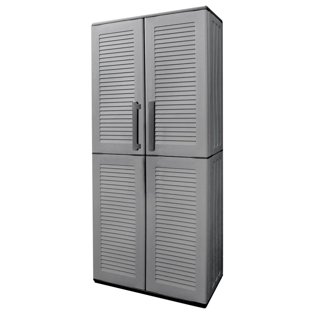 Image of vidaXL Garden Storage Cabinet Grey and Black 68x37x163 cm PP
