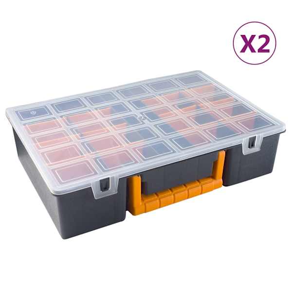 vidaXL eemaldatavate vaheseintega sortimendikastid 2 tk, 360x250x85 mm