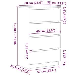 Příborník kouřový dub 60 x 35 x 98,5 cm kompozitní dřevo - obrázek 12