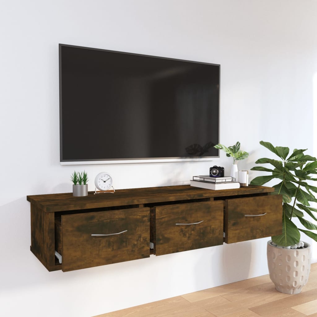 

vidaXL Wandkast 88x26x18,5 cm bewerkt hout gerookt eikenkleurig