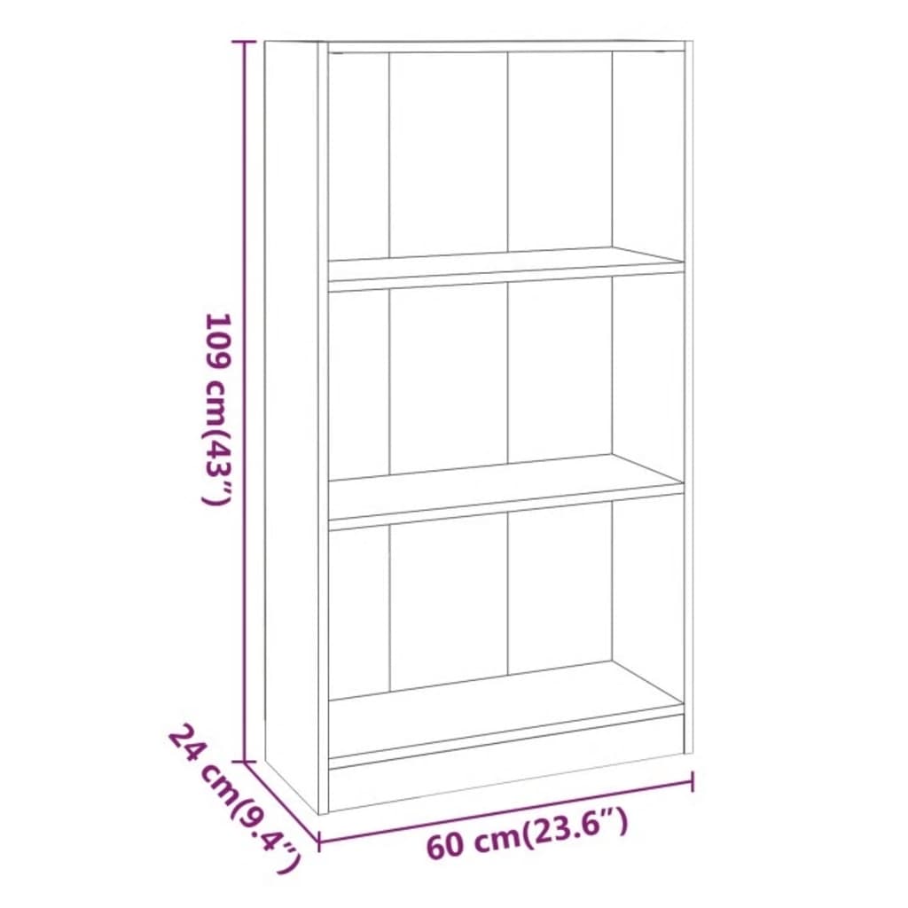 Knjižna omara siva sonoma 60x24x109 cm konstruiran les