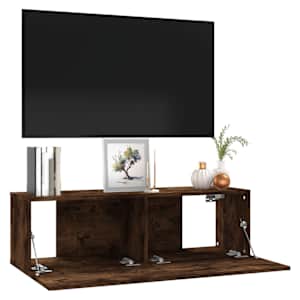 Nástěnná TV skříňka kouřový dub 100x30x30 cm kompozitní dřevo - obrázek 4