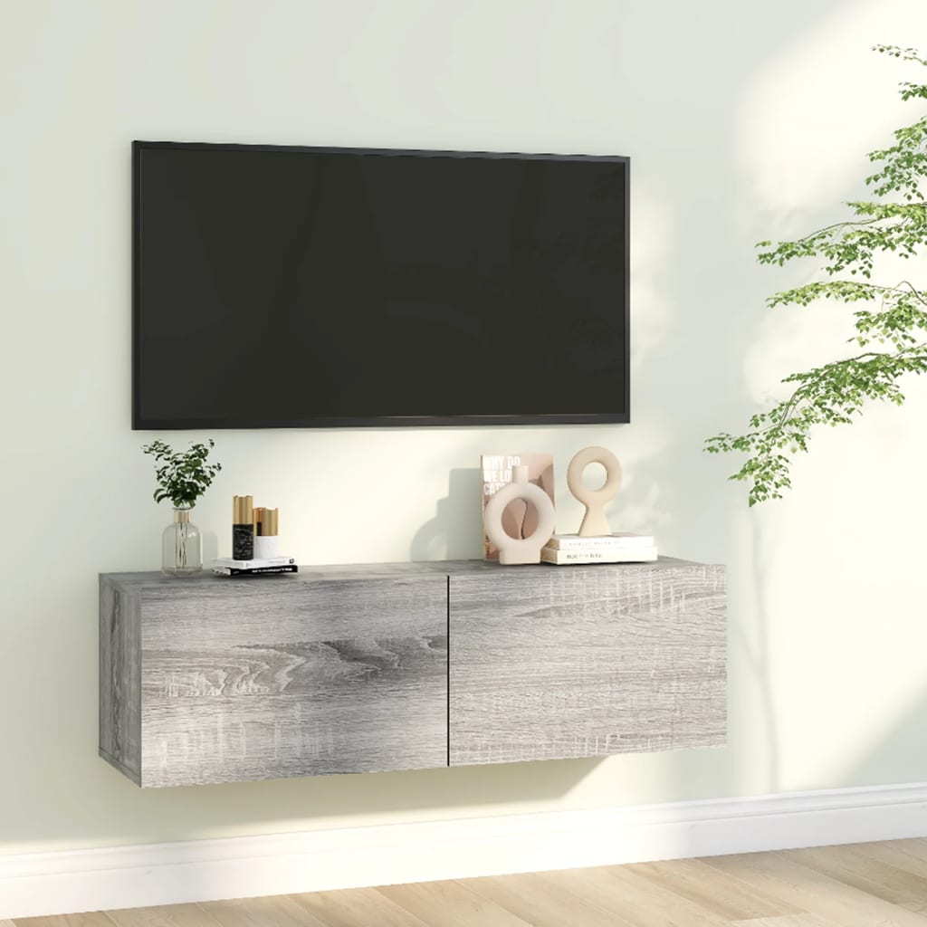vidaXL Comodă TV de perete, gri sonoma, 100x30x30 cm, lemn prelucrat