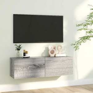 Stenska TV omarica siva sonoma 100x30x30 cm konstruiran les