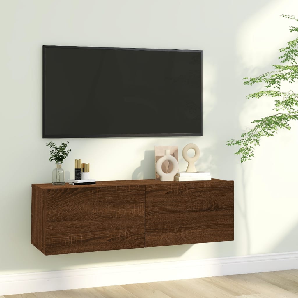 glimt definitive frugter væghængt tv-bord 100x30x30 cm konstrueret træ brun egetræsfarve - Manillo.dk