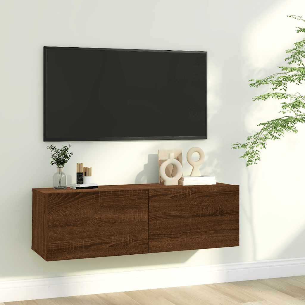 vidaXL Comodă TV de perete, stejar maro, 100x30x30 cm, lemn prelucrat