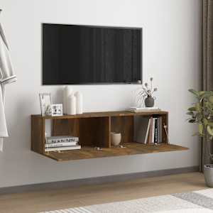 Nástěnná TV skříňka kouřový dub 120x30x30 cm kompozitní dřevo - obrázek 3