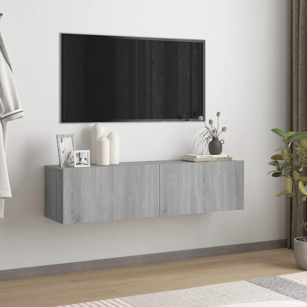 szürke sonoma színű szerelt fa TV-szekrény 120 x 30 x 30 cm
