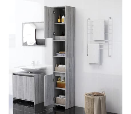 vidaXL Armoire de bain Sonoma gris 30x30x183,5 cm Bois d'ingénierie