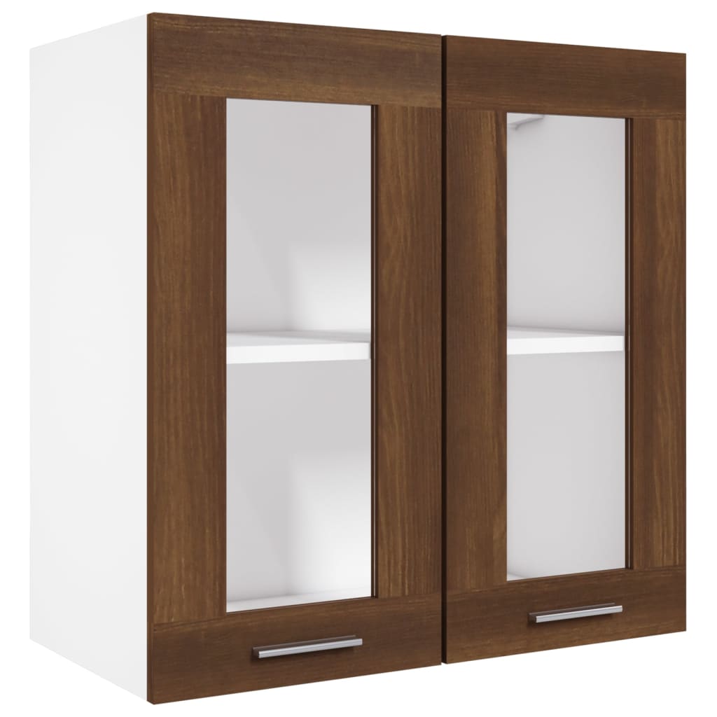 vidaXL Závěsná prosklená skříňka hnědý dub 60 x 31 x 60 cm kompozit