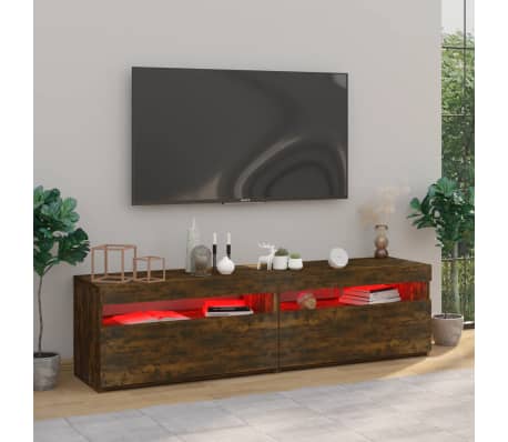 vidaXL Mobile Porta TV con Luci LED 2pz Rovere Fumo 75x35x40 cm