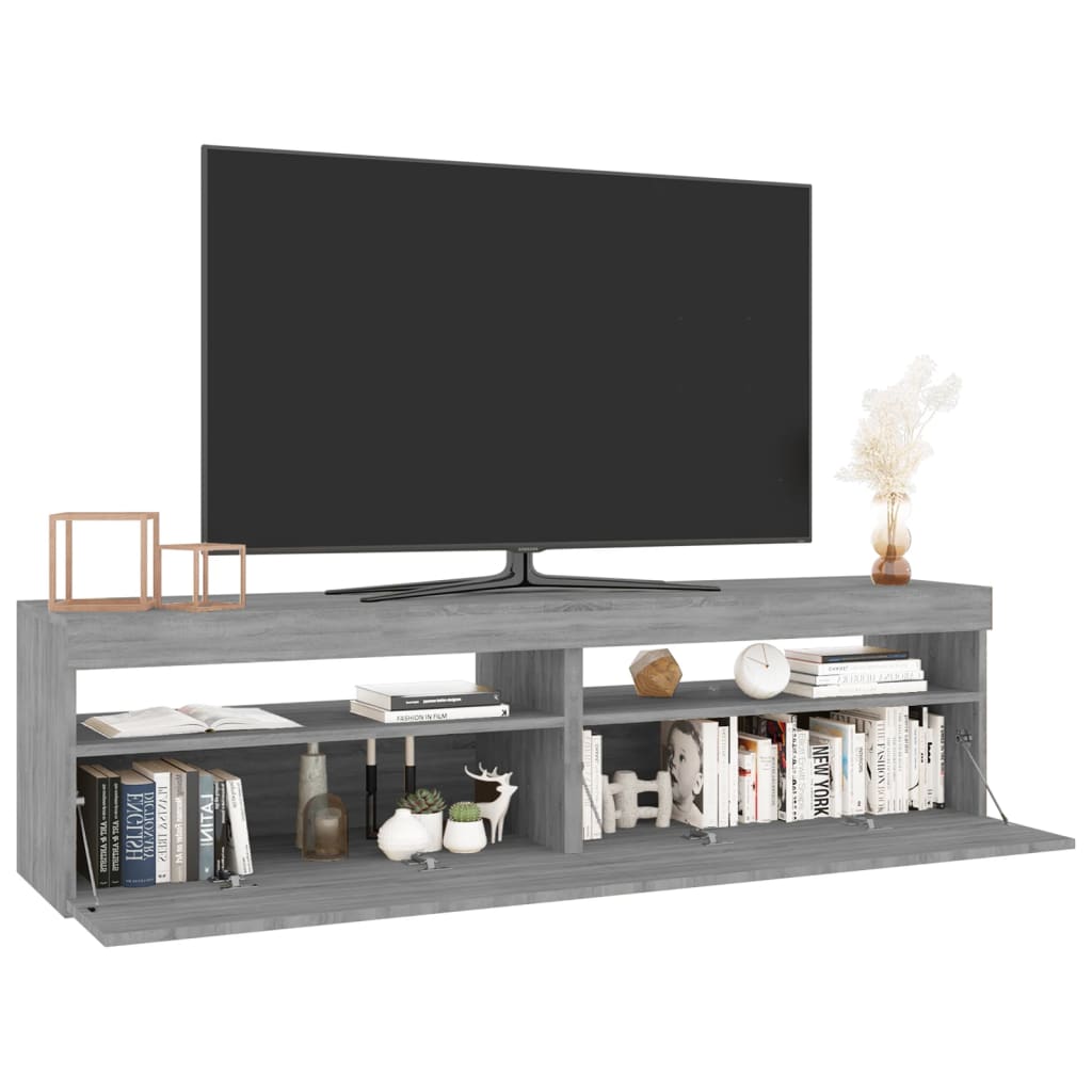 TV-Schrank mit LED-Leuchten 2 Stück Grau Sonoma 75x35x40 cm | Stepinfit.de