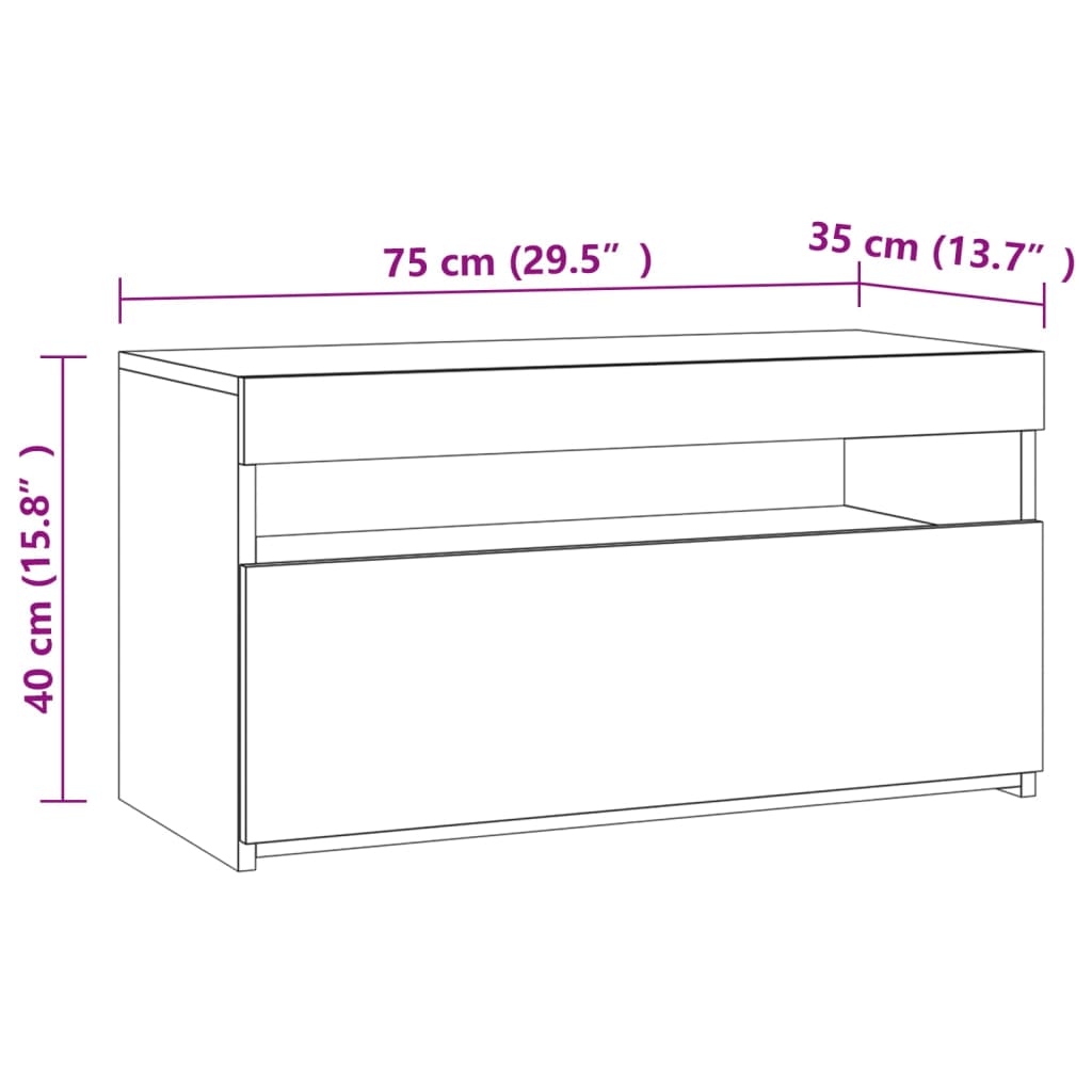 TV skříňka s LED osvětlením hnědý dub 75 x 35 x 40 cm - obrázek 16