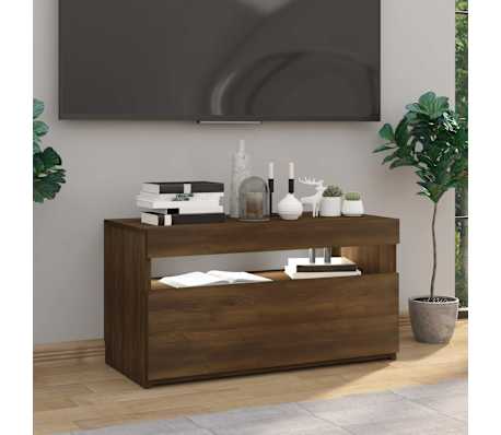 vidaXL TV-benk med LED-lys brun eik 75x35x40 cm