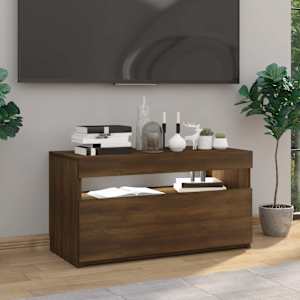 vidaXL TV-benk med LED-lys brun eik 75x35x40 cm